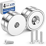 Grtard 4 Pack Neodymium Cup Magnets, 30LBS Holding Force Strong Rare Earth Magnets with Heavy Duty Countersunk Hole and Stainless Screws for Refrigerator, Tool Room, Science, Craft, Office and Garage