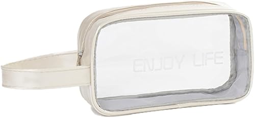 Miniatura 1 de kamumanni Neceser de viaje, bolsa de aseo transparente con asa, bolsa de maquillaje impermeable para playa, viajes, gimnasio, Champán