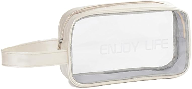 Travel Toiletry Bag, Portable Makeup Pouch, Transparent PVC Toiletry Organizer for Makeup Essentials Champagne,S