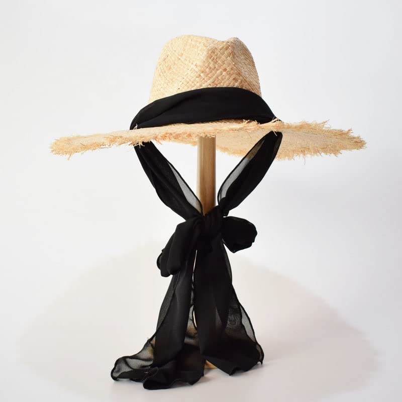 Sombreros de Rafia para Mujer Verano Correas de ala Ancha Sombreros para el Sol Sombreros de Playa