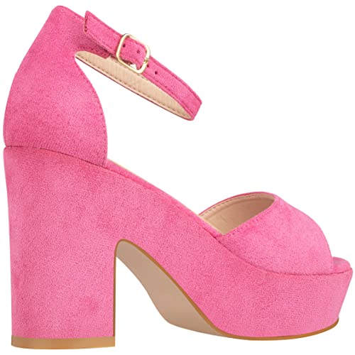 ILLUDE Women's Platform Heels Sandals Ankle Strap Block Chunky Heel Open Toe Platform Wedge Sandals – Cleo3