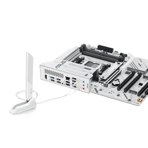 Image of ASUS X870 MAX GAMING WIFI7 W AMD AM5 ATX Motherboard, 8-layer White PCB, 12+2+1 80A DrMOS, DDR5, PCIe 5.0 x16 Q-Release, 3x M.2, Wi-Fi 7 Q-Antenna, USB4 Type-C, 2.5Gb LAN, BIOS FlashBack, Aura Sync