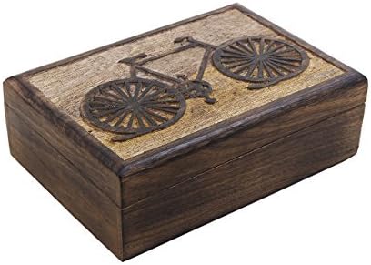 STORE INDYA Regalo para el Día de la Madre, caja de madera con diseño de elefante tallado a mano, caja de almacenamiento decorativa multiusos para