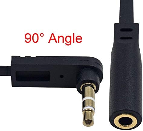 Maxhood 3.5mm Headphone Extension Cable, 2Pack 3.5mm Aux Extension Cable Flat Right Angle 1/8 inch 3.5mm Male to Female Audio Stereo Short Cable for Phones, Speakers,PS4 Headset & More, 6.8inch
