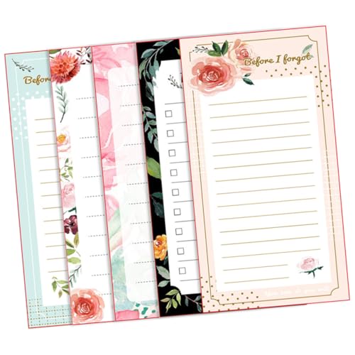 HOLIDYOYO 5個 磁気付箋紙 冷蔵庫用メモパッド 滑らかな書き心地 厚手紙素材 オフィス 学校 家用リストメモ帳 便利な磁付きノート