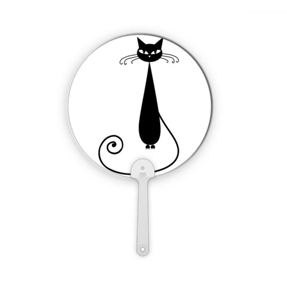 Éventail rond plastique chat noir décoration Halloween intérieur artisanat art