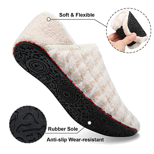 Image of Fires Womens Mens Slippers with Rubber Sole Soft-Lightweight House Slipper Socks Around House Shoes Non Slip Indoor /Outdoor