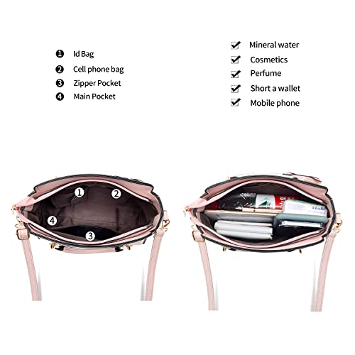 Xiaoyu Fashion Purses And Handbags For Women Ladies Leather Top Handle Satchel Shoulder Bags Small Totes (Pink) #TOP4