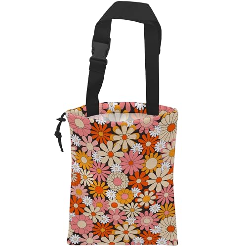 Image of Car Trash Bag Vintage Groovy Flowers Car Garbage Bag Hanging Car Trash Can