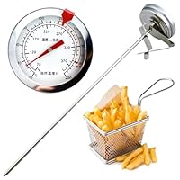 Analoges Fettthermometer,Analoges Bratenthermometer aus Edelstahl,Küchenprofi Frittier-Thermometer aus Edelstahl mit praktischem Clip,Küchenthermometer,Grillthermometer,perfekt gebraten