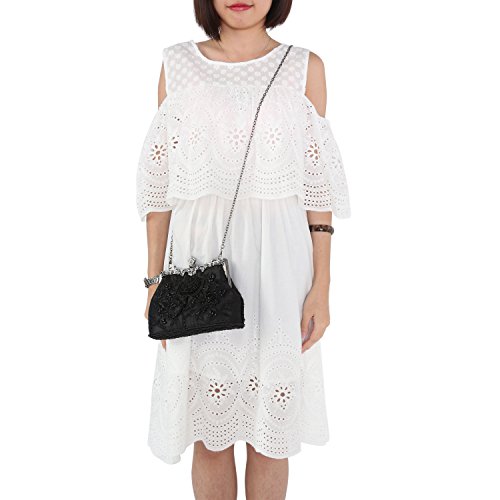 Uborse Women's Embroidered Beaded Sequin Evening Clutch Large Wedding Party Purse Vintage Bags (Black) #TOP6