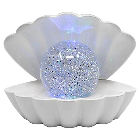 Almineez Attractive Clam Glitter Sea Shell Pearl Colour Changing Lamp - Portable USB / Battery Operated Night Desktop Bedside Table Light Ornament Home Decor Cover