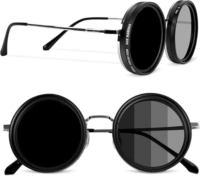 MOSPROS Adjustable Tint Polarized Round Sunglasses, 1-9 Level ND Filter, UV400 Protection, Anti-Glare Rotating Lens, Metal...