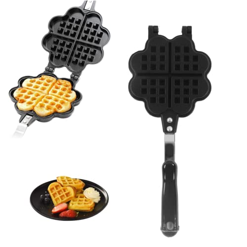 Kopokd Double Sided Waffle Pan Flower Heart Shape Non Stick Waffle Making Mold Kitchen Baking Accessory #TOP5