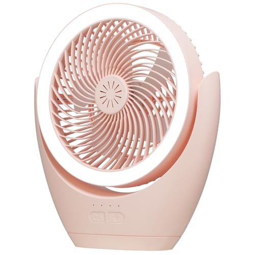 NISIDUN Rechargeable Desk Fan for Bedroom, 12000mAh Battery Operated Outdoor Portable Camping Fan with Light, 3 Speed Adjustment Desk Fans Small Quiet for Office Home