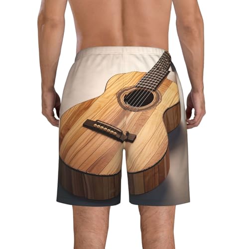 Men's Swim Trunks Quick Dry Bathing Suits Guitar Wooden Beach Board Shorts Swimwear with Pockets3