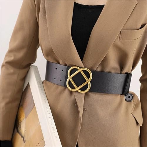 Decorative Belt Female Wide Waistband Gold Plum Buckle Belt For Women Decorative Dresses, Suits,Windcoat Waistband for Country Concert Outfit(Deep green)3