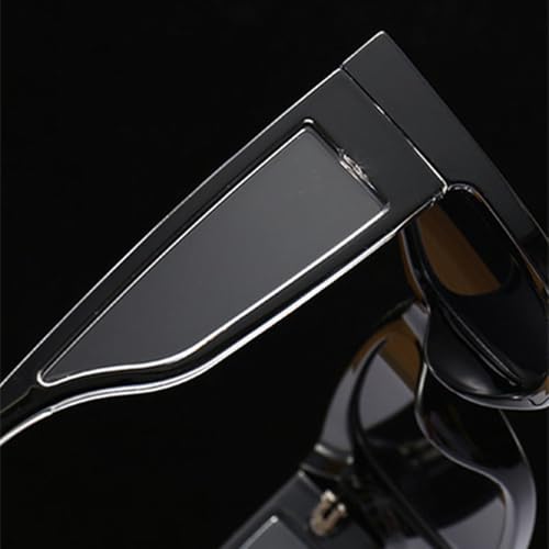 Lunettes de soleil rétro œil de chat noir avec décoration rectangulaire