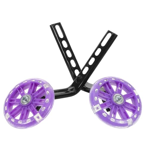 Ruedas de entrenamiento Wakauto para bicicleta con estabilizadores auxiliares intermitentes, juego de ruedas de soporte púrpura para equilibrio y seguridad en bicicletas miniatura 1