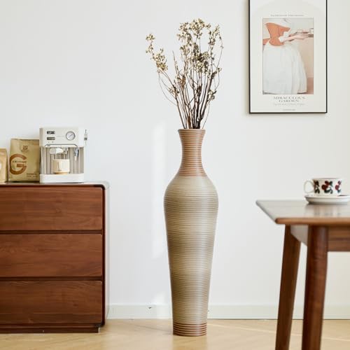 39" Tall Large Rattan Standing Floor Vase Modern Decorative Accent