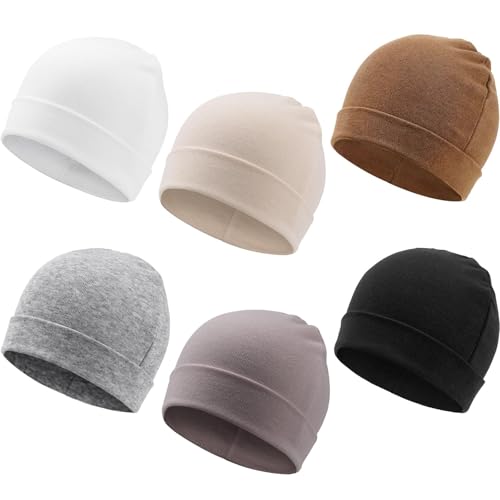 DRESHOW 6 Stücke Neugeborenes Baby Mütze Hut Unisex Mützchen Kleinkind Mütze Kinder Weiche Niedliche Strickmütze Warme Krankenhaus Babymütze für Jungen und Mädchen 0-6 Monate