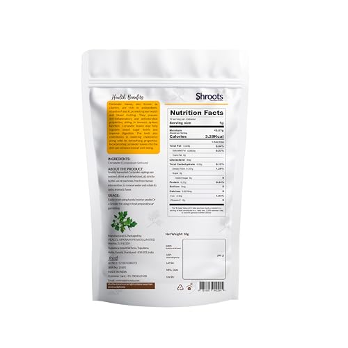 Image of SHROOTS Dehydrated Coriander Leaves | 100% Natural & Aromatic | No Preservatives, Rich in Flavor & Nutrients | Ideal for Cooking, Garnishing, Curries & Seasoning | 10g Each, Pack of 3