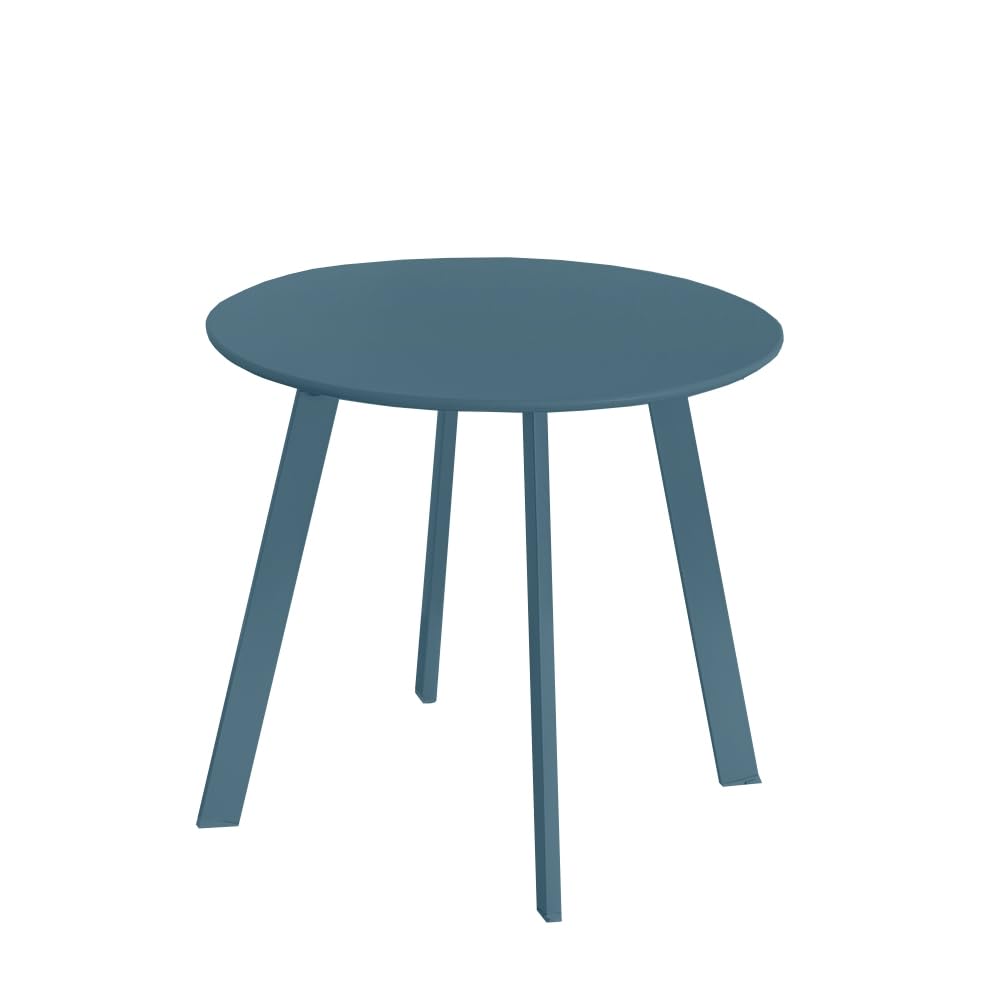 LOLAhome Mesa Auxiliar Marzia lacada Azul | Ø50 x 44 cm | De Acero con Revestimiento epoxi anticorrosión Interiores y Exteriores, jardín, terraza y balcón