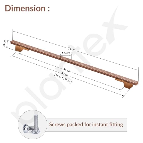 Image of Plantex Cabinet Handle /Kitchen Cabinet Door Handle /Wardrobe /450 mm Cupboard Handle /Door Pull-Push Handle for Home /Office - Pack of 2 (Rose Gold)