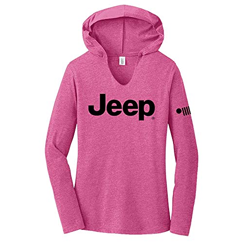 Jeep Ladies Lightweight Triblend Hooded T-Shirt - Lotus Pink (Lotus Pink, XL)