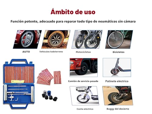 Miniatura 6 de 53pcs Kit Repara Pinchazos Herramienta, Kit De Reparación Para Neumáticos Pesados, Kit De Emergencia Portátil De Reparación Rápida De Neumáticos Para Coches, Todoterrenos, Moto Y Más