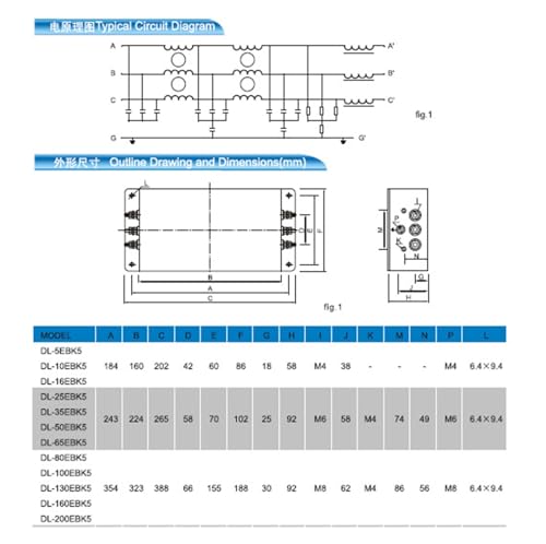 Filtro trifásico 380V DL-50EBK5 de 50A para inversor de corriente 2