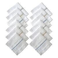 SPIN CART Cotton Premium Collection Handkerchiefs Hanky For Men – Pack of 12. – White Striped XXL King Size.