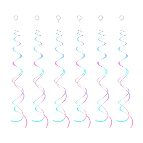 30 Pieces Iridescent White Hanging Swirls, Foil Swirl Hanging Decorations Plastic Steamers for Ceiling, Dangling Whirls Wedding Baby Shower Birthday Party Decorations