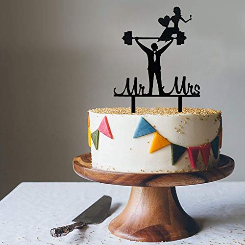 Weightlifting Cake Topper, Gym Mr And Mrs Cake Topper, Fitness Couple Anniversary Cake Topper, Funny Wedding Present For The Couple #TOP4