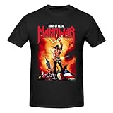 GAOREOS Man's Shirts Manowars Band Short Sleeve T-Shirts Classic Cotton Tees Top Black Small