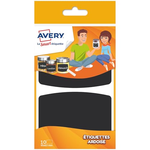 AVERY - Sachet de 10 étiquettes ardoise, Format 95 x 63 mm.