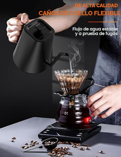 Miniatura 2 de Hervidor De Agua De Acero Inoxidable Con Ajuste De Temperatura, Hervidor De Cuello De Cisne, 24 Horas, Tetera Eléctrica Con Indicador De Temperatura, Hervidor De Café, 1l, 1200w