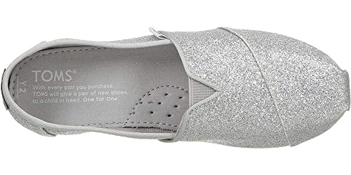 TOMS ASH Canvas Classic Youth Kids ALPRG 012001C13-ASH, Silver Iridescent Glimmer, 2 Little Kid