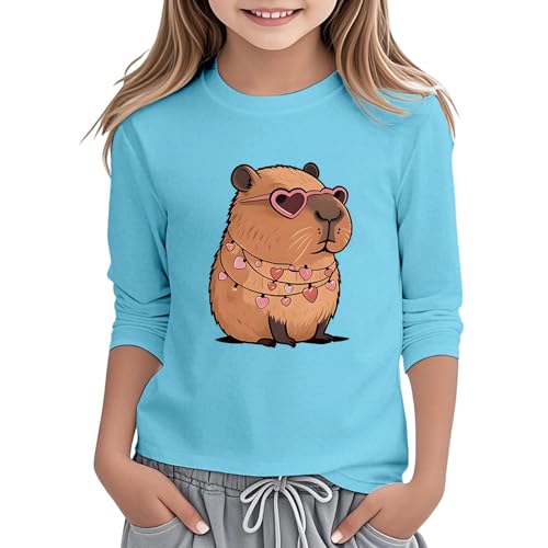 Lässige Langarm-Oberteile für Mädchen mit Capybara-Aufdruck...