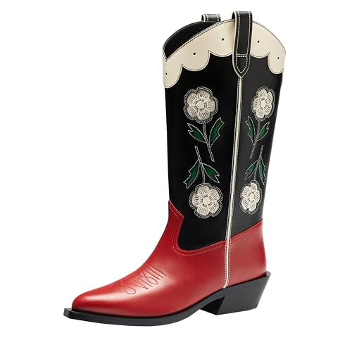 Coach Women's Aria Tall Cowboy Boot Fashion, Charcoal/Black, 8