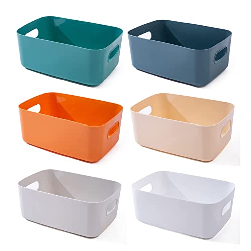 6 Pcs Color Plastic Storage Basket Bathroom Shelf Baskets Kitchen Organizing Pantry Storage Bins (Small) #TOP8