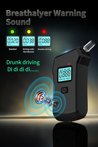 Image of Breathalyzer, Breathalyzers for Alcohol with LCD Digital Display, Portable Alcohol Breathalyzer Tester Home and Party Use with 5 Mouthpieces