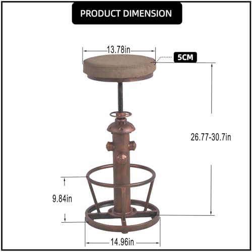 Butaco Vintage Giratorio con Altura Ajustable y Asiento de PU - Estilo Industrial miniatura 3