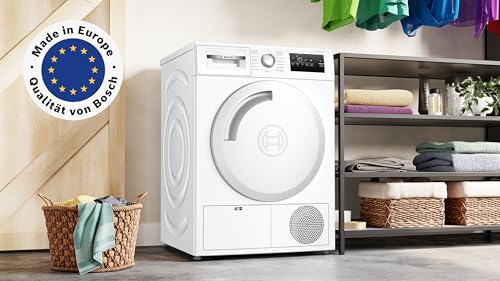 Bosch WTH83V03, Wärmepumpentrockner 7 kg, Serie 4, optimaler Trocknungsgrad dank AutoDry, Nachlegefunktion, TouchControl-Tasten, Umweltfreundliches Kältemittel, EasyClean Filter, Weiß
