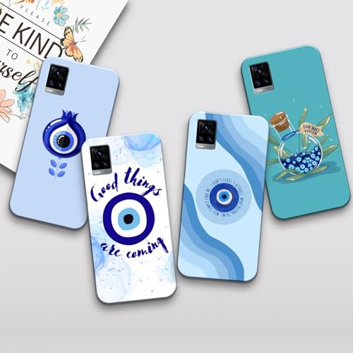 Image of COLORflow Back Cover Compatible with Vivo V20 | Evil Eye Charm Customized Back Cover Compatible with Vivo V20