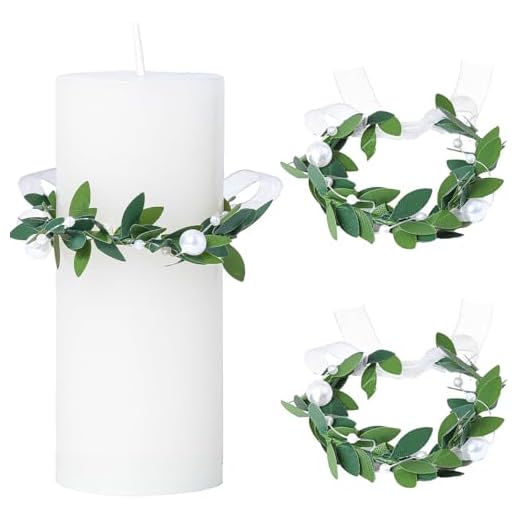 Pack of 2 Drip Protection Communion Candles, Candle Rings Small Artificial Wreaths Drip Catcher for Candles, 4-5 cm Diameter Decorative Wreaths Decorative Candle Wreaths for Communion Christening