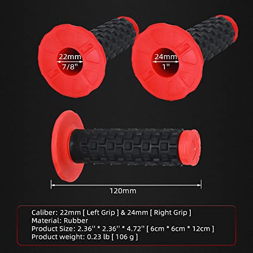 2Pcs 7/8" Universal Motorcycle Hand Bar Grips Pillow Grip Anti-Slip Rubber Racing Grip For Dirt Bike Motocross Cr80R/85R, Crf150R, Cr125R/250R, Crf450R（Red） #TOP1