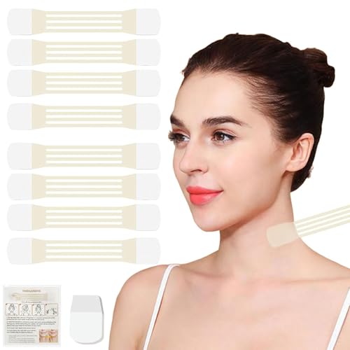 48Pcs Neck Tapes,Instant Lift Neck Tape,Necks Tape Lifting Invisible,Face Lift Strap Patch Tightening Strips (8 Skin Tone Bars Bands + 40 Replacement Tapes)