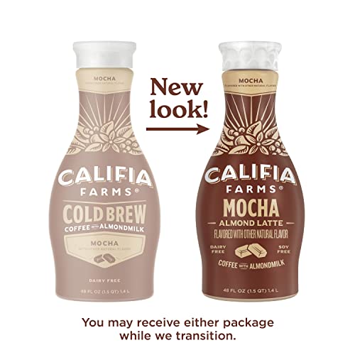 Califia Farms - Mocha Cold Brew Coffee With Almond Milk, 48 Oz, 100% Arabica, Dairy Free, Plant Based, Vegan, Gluten Free, Non Gmo, Iced Coffee #TOP1