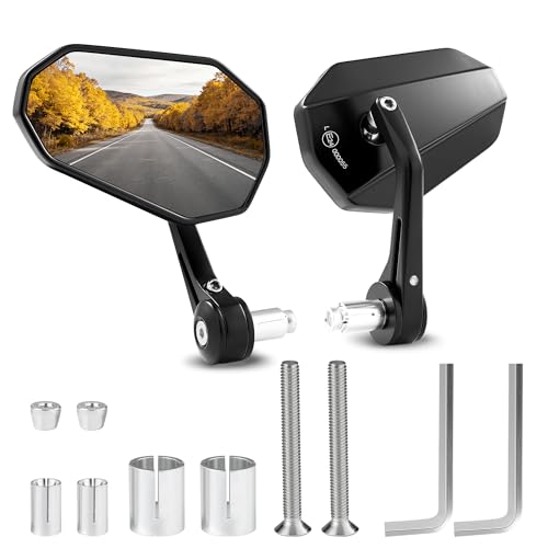 Goldeluxe Motorrad Spiegel, Lenkerendenspiegel e geprüft, Rückspiegel 360°drehbar,HD-Weitwinkel,vibrationsfest & rostbeständigAuch geeignet als Rückspiegel fahrrad/Roller spiegel/E-Bike Rückspiegel